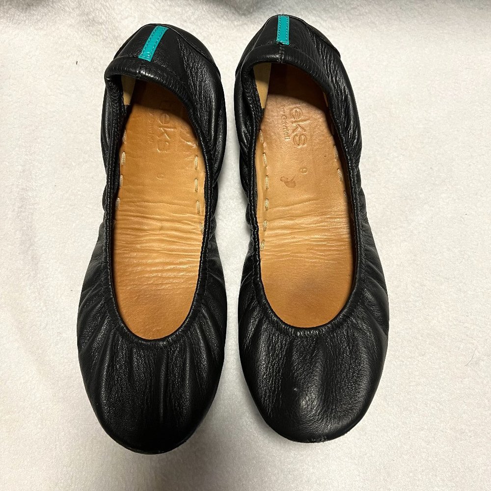 Tieks Black Leather Flats Size 9